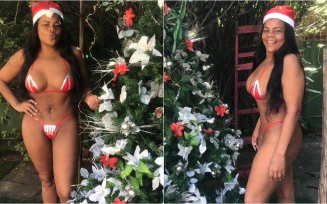 Leia mais sobre o artigo Tati Quebra Barraco posta foto com biquíni adesivo natalino: ‘Mamãe Noel’