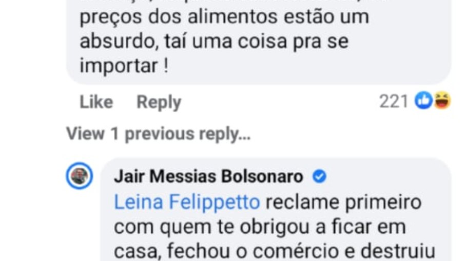 Leia mais sobre o artigo “Reclame com quem te obrigou a ficar em casa”, diz Bolsonaro sobre inflação alta